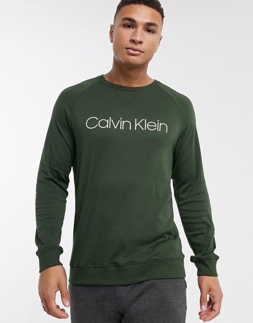 Calvin Klein crew neck sweat in khaki