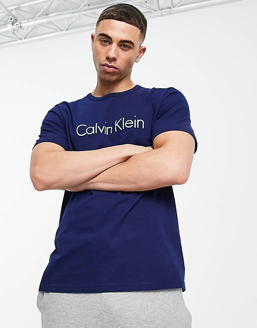 Calvin Klein crew t-shirt with blue chest logo in navy