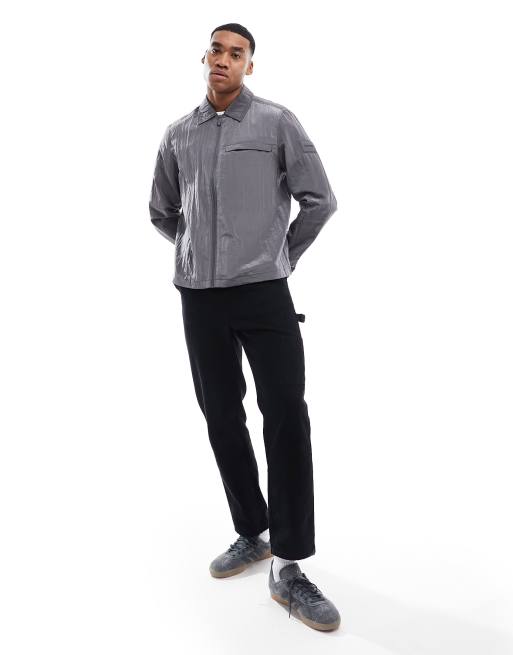 Calvin Klein crinkle 2.0 shirt jacket in charcoal, 2 of 4