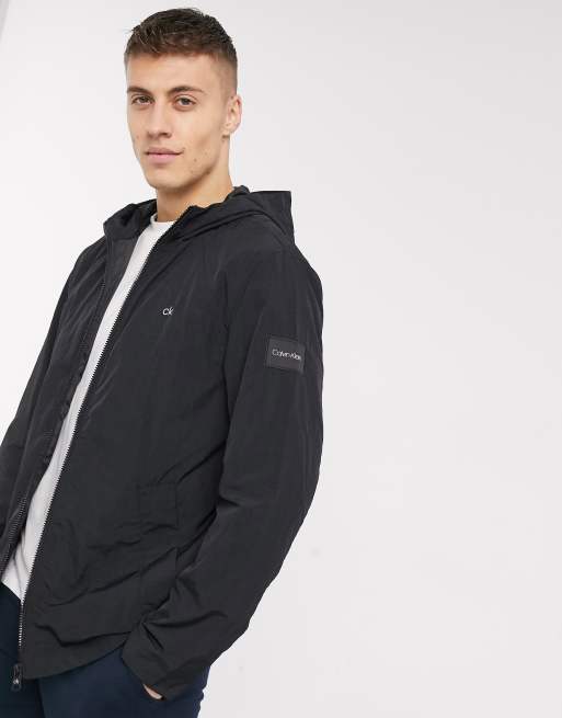 Calvin Klein crinkle nylon jacket in black | ASOS