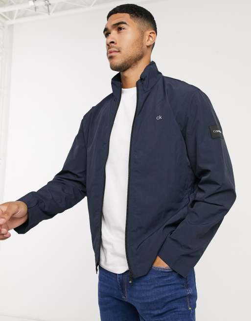 Calvin Klein crinkle nylon jacket in navy | ASOS