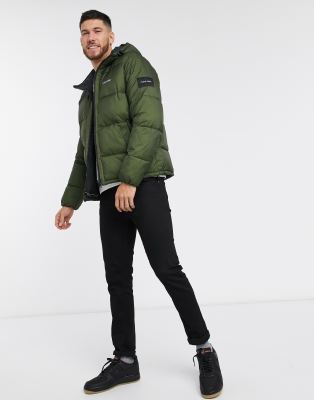 calvin klein jeans black stretch nylon padded jacket