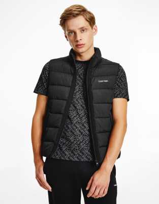 Calvin Klein crinkle nylon puffer vest in black