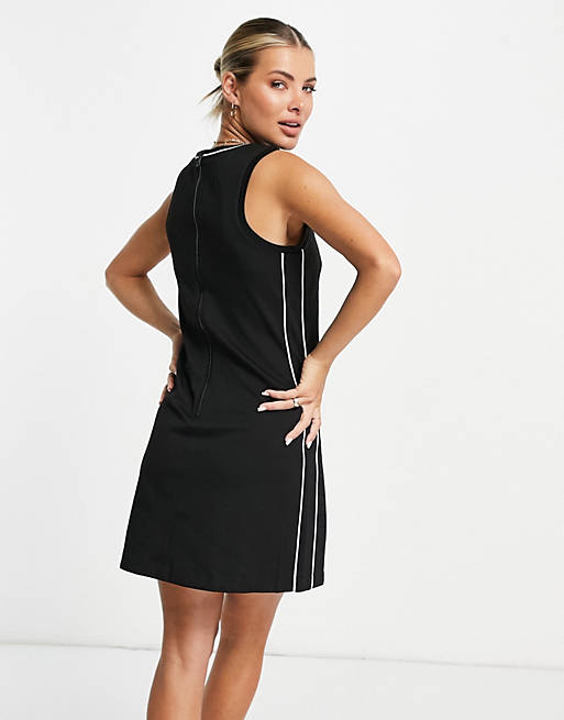 Calvin Klein croc effect shift dress with contrast stripe in black | ASOS