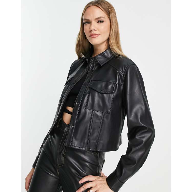 Calvin klein leather clearance jacket womens