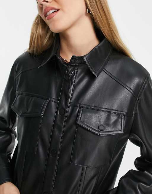 Calvin Klein Men's Faux Leather Puffer Jacket - Black - M