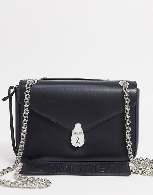 Calvin Klein cross body bag with chains in black