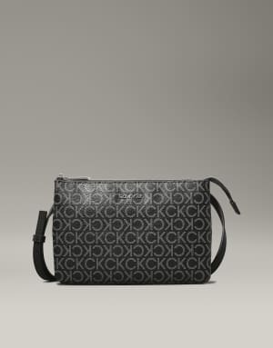 Calvin Klein cross body monogram logo bag in black/grey