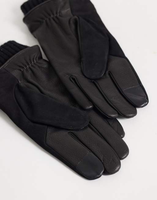 Calvin Klein cuffed leather gloves in black, 3 of 3