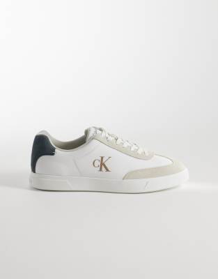 Calvin Klein cupsole sneakers in white and gray