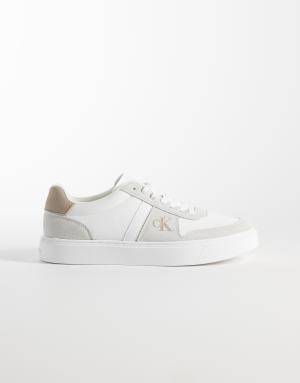Calvin Klein cupsole trainers with embossed logo in white