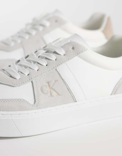 Calvin Klein cupsole trainers with embossed logo in white, 3 of 5