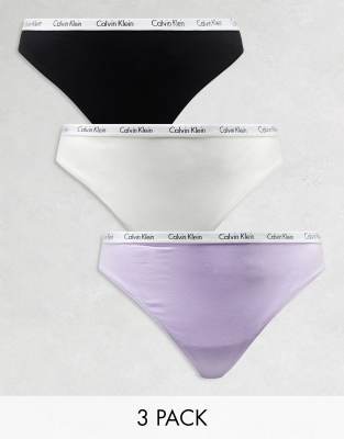 Calvin Klein Curve - 3er-Pack Tangas in verschiedenen Farben mit hohem Bund-Bunt