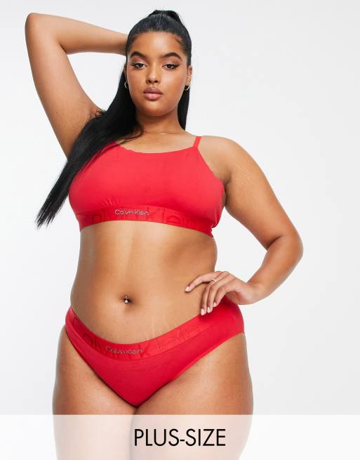 Calvin Klein Curve - Completo intimo in misto cotone rosso con logo