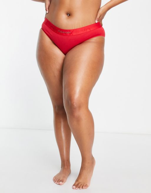 Calvin Klein Curve Embossed Icon cotton blend bikini style panty in red