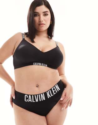 Calvin Klein Curve - Intense Power - Leicht gefüttertes Bustier aus schwarzer Mikrofaser