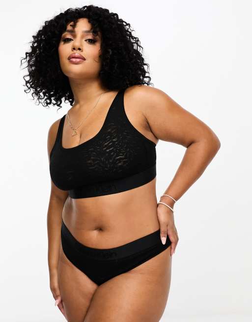 Calvin Klein Curve Intrinsic high waist thong in black | ASOS