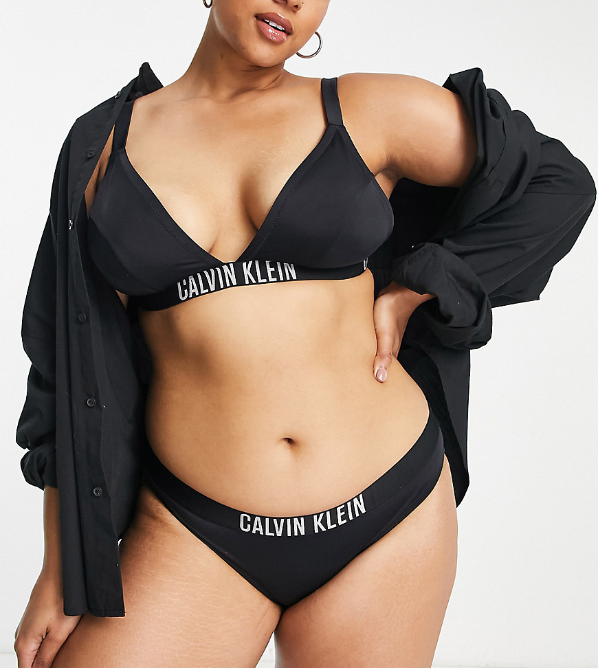 Calvin Klein Curve logo bikini bottom in black