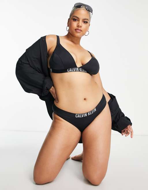 Calvin Klein Curve logo bikini bottom in black ASOS