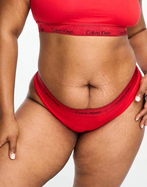 Calvin Klein Curve Modern Cotton high waist thong in red