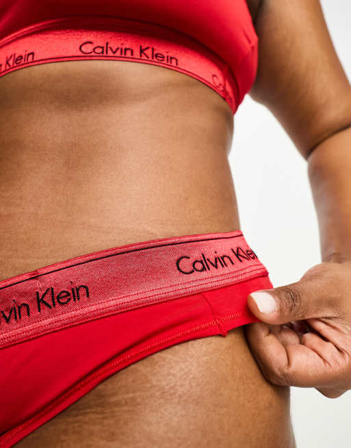 Calvin Klein Curve Modern Cotton String à taille haute Rouge
