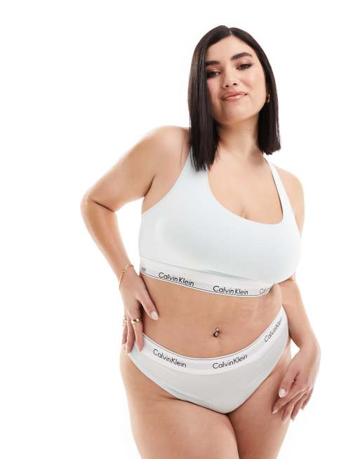 Calvin Klein Curve Modern Cotton lingerie set in light blue ASOS