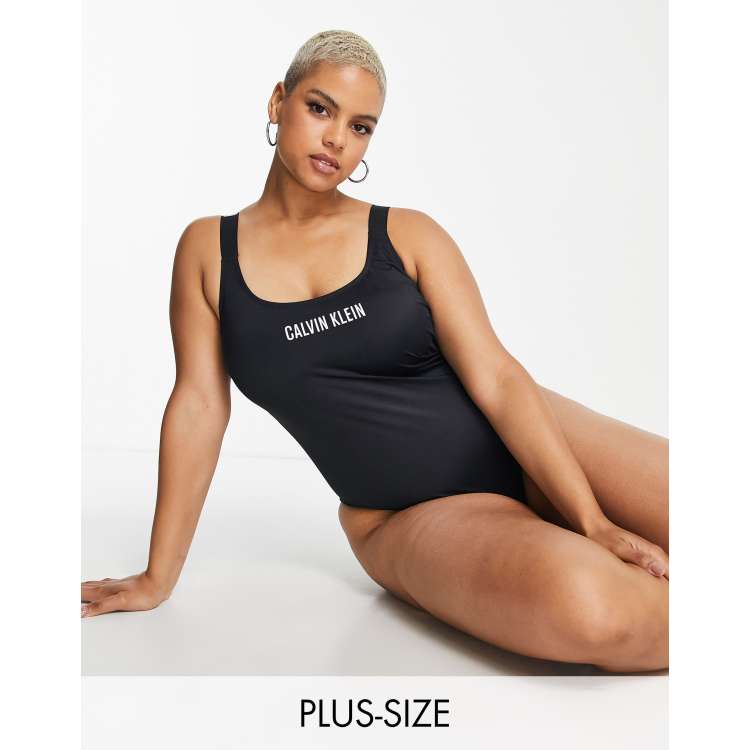 Plus Size Core Tonal Scoopneck One Piece Swimsuit, Calvin Klein