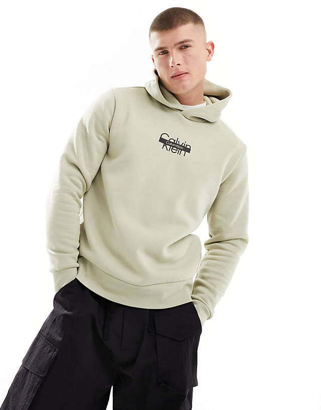 Calvin Klein - cut through logo hoodie in cream