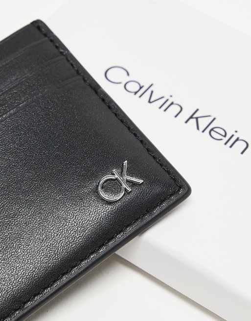 Calvin Klein – Czarne etui na karty z metalowym logo CK, 3 z 4
