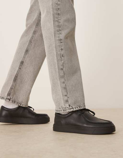 Calvin Klein – Czarne skórzane sznurowane buty sportowe, 3 z 4