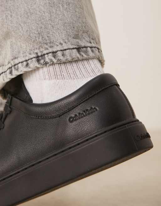 Calvin Klein – Czarne skórzane sznurowane buty sportowe, 4 z 4