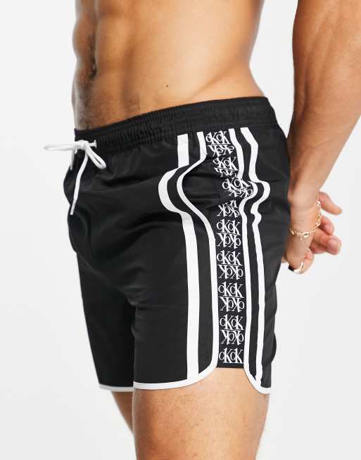 Calvin Klein – Czarne szorty kąpielowe z ozdobną taśmą, 4 z 4