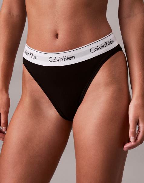 Calvin Klein – Czarne wysoko wycięte figi w stylu bikini z modalu - view 1