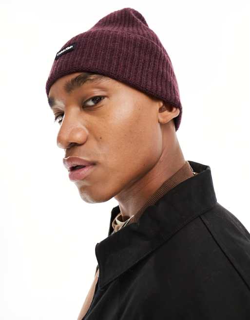 Calvin Klein daddy wool beanie in burgundy