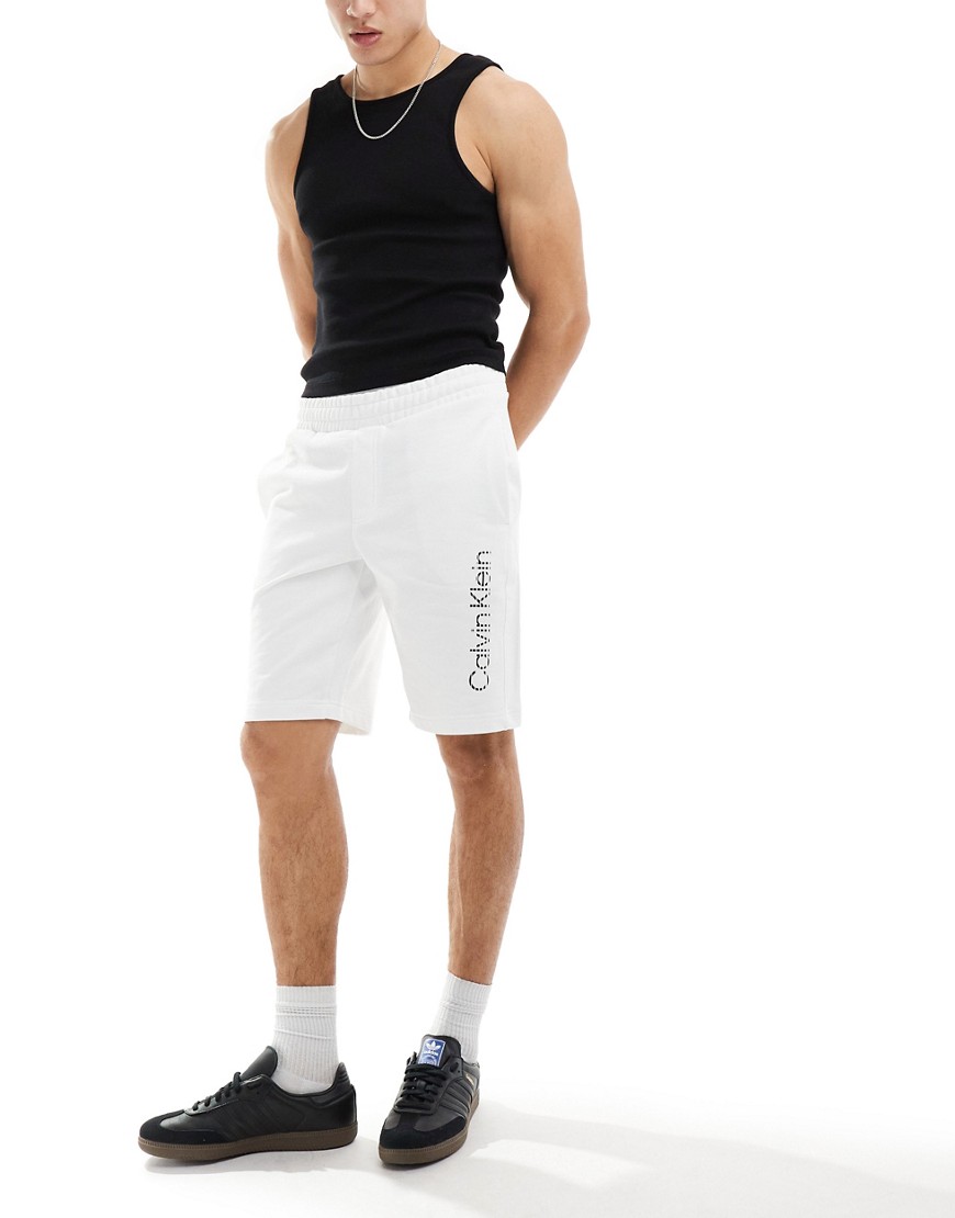 Calvin Klein degrade logo jersey shorts in white