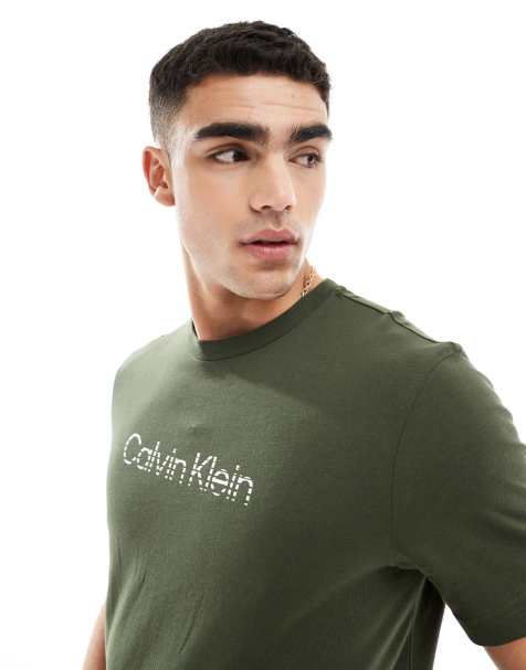 Calvin Klein degrade logo t-shirt in olive green - view 1
