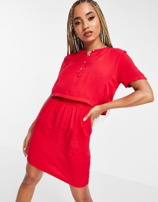 calvin klein red cocktail dress