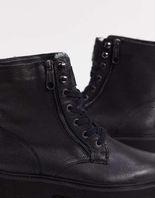 Calvin klein diahne leather shop combat boot