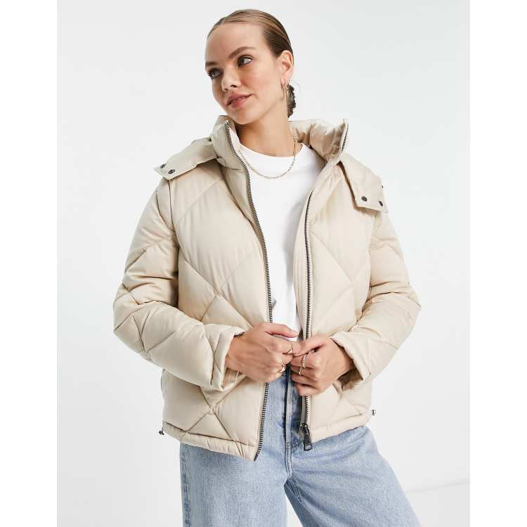 Calvin klein petite hooded quilted clearance coat