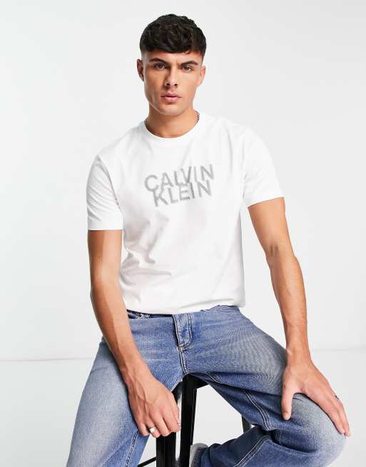 Calvin Klein distorted logo t-shirt in white