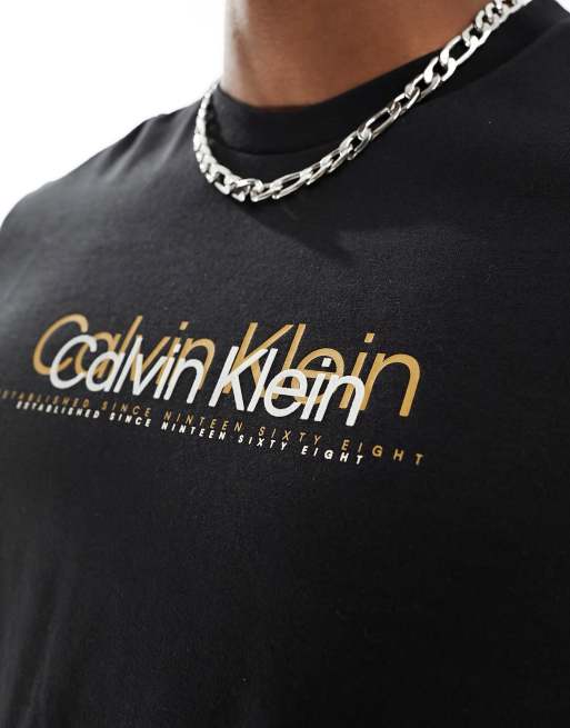 Calvin klein flock cheap logo t shirt