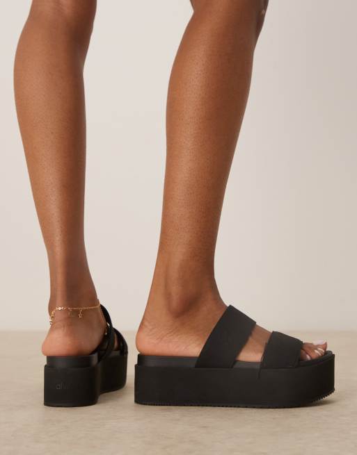 Calvin Klein double strap flatform sandals in black, 2 of 4
