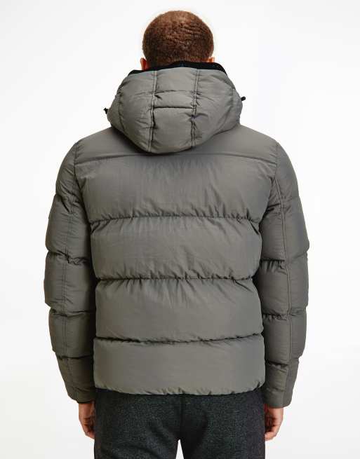 Calvin Klein - Doudoune en nylon froissé avec capuche amovible - Gris, 4 de 4