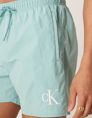 Calvin Klein Drawstring Logo Swim Shorts In Blue