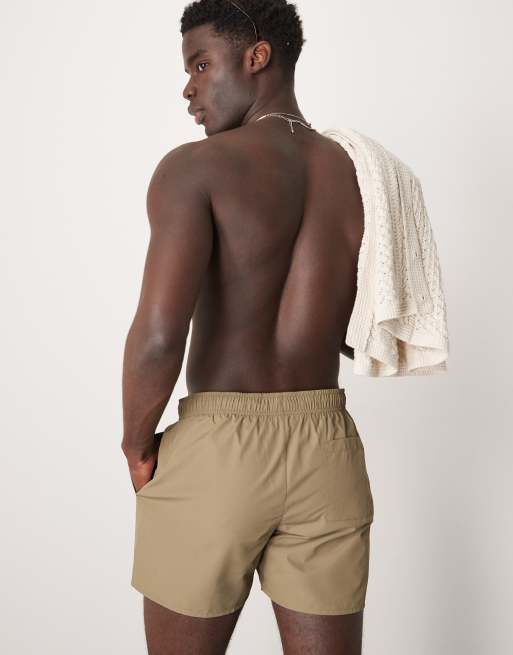 Calvin Klein drawstring logo swim shorts in olive green