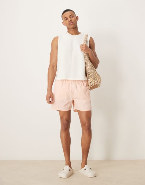 Calvin Klein drawstring logo swim shorts in peach pink