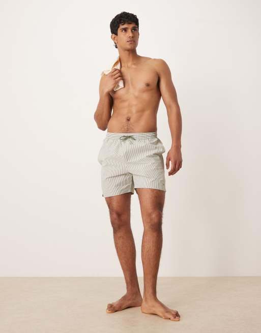 Calvin Klein drawstring swim shorts in sage stripe, 2 of 4