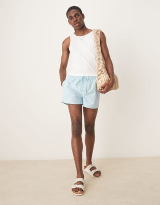 Calvin Klein Drawstring Taping Swim Shorts In Blue