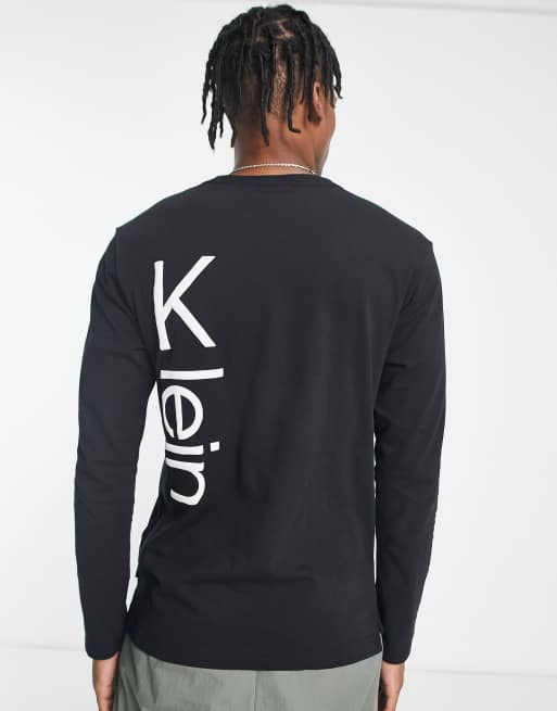 Calvin Klein easy care slim fit long sleeve t-shirt in light black, 2 of 4
