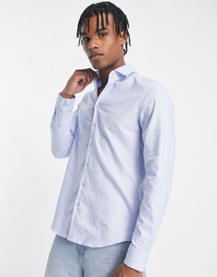 Calvin Klein easy care slim fit shirt in light blue